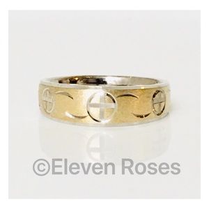 Sterling & 14k Gold Etched Band Ring